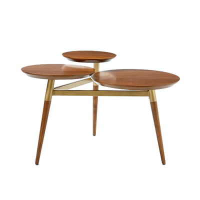 欧式风白蜡木金属拼接茶几咖啡桌