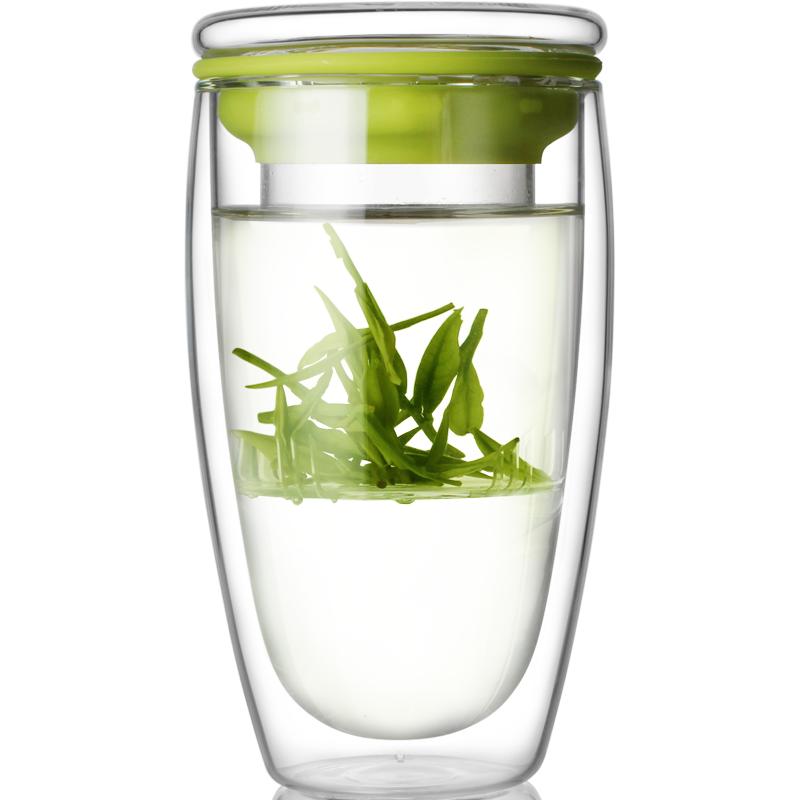 创意双层加厚耐热泡茶茶叶玻璃