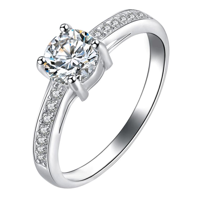 纯银戒指女男开口一对镶钻求婚定婚日韩钻指环定制刻字生日礼物