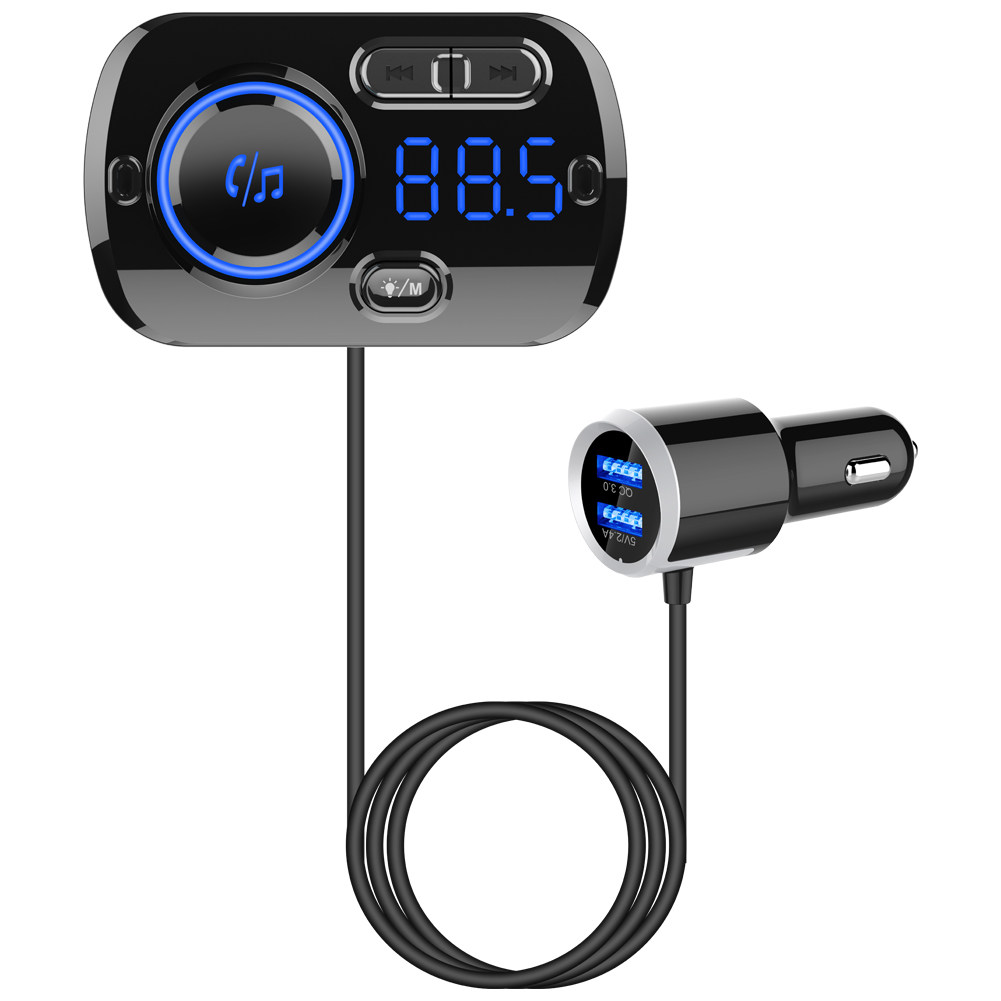 车载蓝牙MP3播放器FM发射器汽车无损音乐QC3.0双USB快充带氛围灯