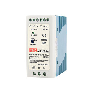MWAC-DC明伟MDR-60-24V2.5A导轨式60W超薄型LED工业12V5A开关电源