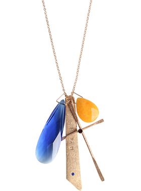 99克拉东陵玉黄玉吊坠女街拍长款