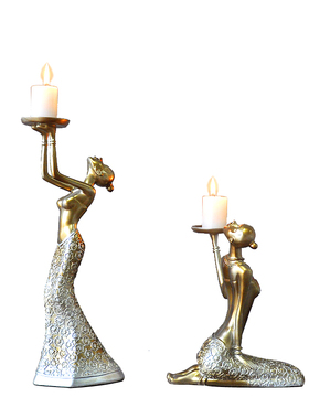 复古风美女孩家居客厅摆设品烛台