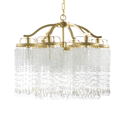 全铜雨帘水晶吊灯别墅客厅复式灯