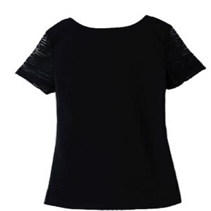 艾蓓怡 2021新款衣服夏装收腰圆领绣花镂空短袖蕾丝衫女大码女装