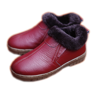 头层牛皮棉拖鞋包跟 冬季男女老人防滑保暖居家真皮厚底拖鞋包邮
