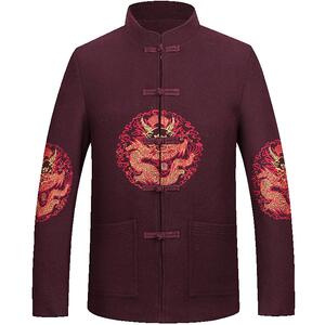 中老年唐装男士羊毛呢外套中国风民族服饰中式礼服加厚中年爸爸装