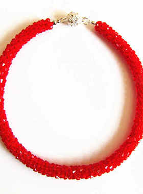 甜美风红色串珠生日礼物水晶手链