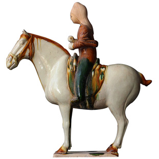 唐三彩陶瓷马大马摆件仿古做旧上人高古玩收藏镇宅文物马上有对象