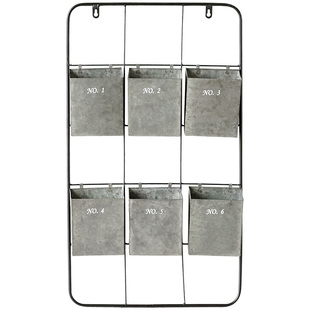 卡普里墙上收纳架6桶花园花房铁艺壁挂复古长方形园艺工具收纳器