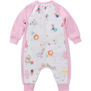 艾娜骑士婴儿睡袋秋冬竹棉纱布分腿脚宝宝儿中大童防踢被四季通用