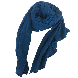 手工古法靛蓝染色围巾棉麻提花小方格植物染色披肩草木染手作礼品