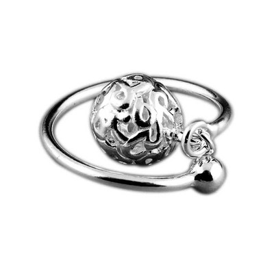 足银999纯银戒指女镂空圆球朋友