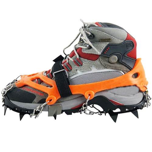 带加强板鞋底防滑鞋套不锈钢链登山冰抓12齿冰爪户外雪地雪爪套冬