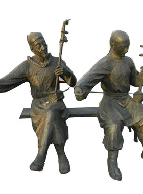 音乐拉二胡玻璃钢人物商业街铜雕