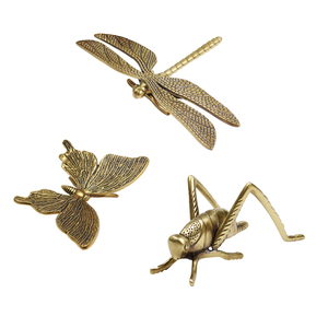 印度进口黄铜摆件蜻蜓蝴蝶蚂蚱家居装饰品北欧金色金属欧式美式