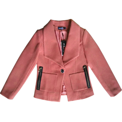 秋冬修身大翻领毛呢外套短上衣女