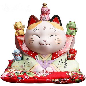 招财猫摆件 日本招桃花猫陶瓷存钱罐储蓄罐创意生日礼物家居