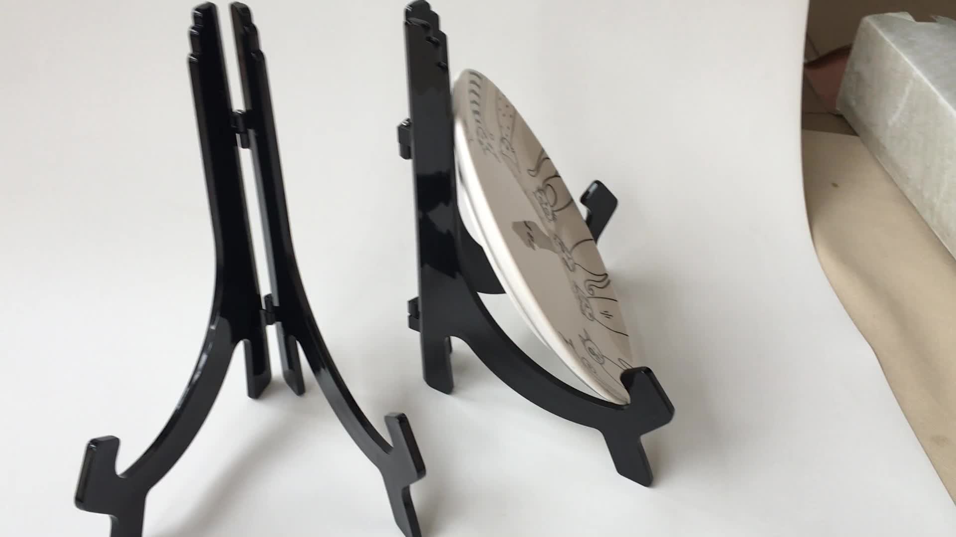 6 1inch Black Plastic Decorative Plate Holders Display Stand