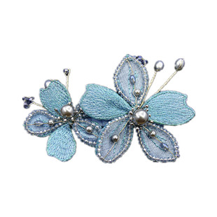 christ正品头饰串珠刺绣花瓣扭夹双花发夹子发卡子11厘米马尾夹子