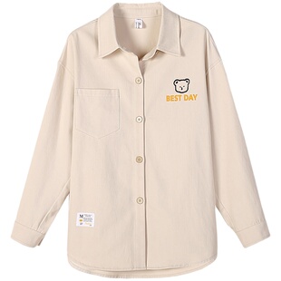 初中生衬衫春秋款2026新款少女宽松休闲学院风高中学生衬衣外套女