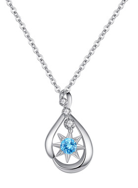 微汀星芒天然月光石纯银女生项链