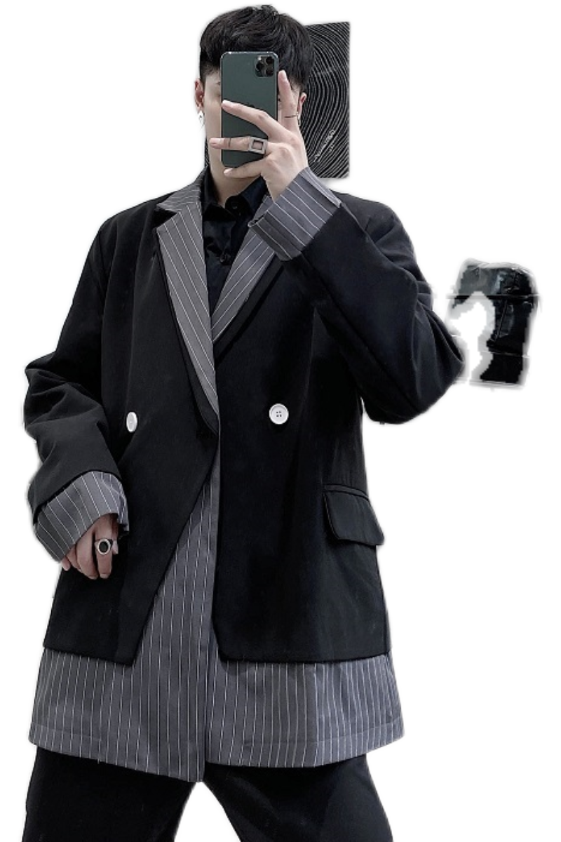 黑色小西服外套男新款韩版休闲气质设计感小众西装A345-1509-125,男装西服套装,电商A345
