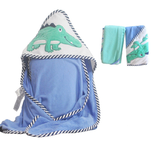 出口美国夏季婴儿浴巾纯棉带帽造型空调毛巾料新生儿抱被宝宝浴袍