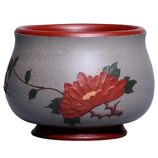 茗阳宜兴紫砂杯功夫茶具泥绘小口杯套杯茶盏茶碗闻香主人杯品茗杯