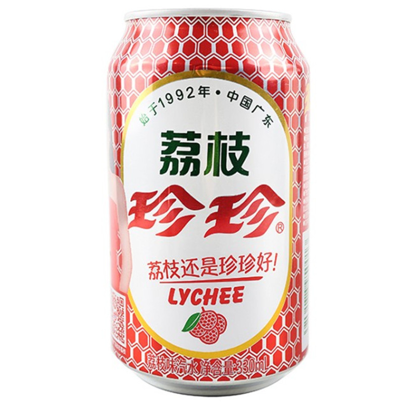 珍珍荔枝饮料整箱330ml*12罐 80 90后怀旧零食品碳酸汽水包邮_虎窝淘
