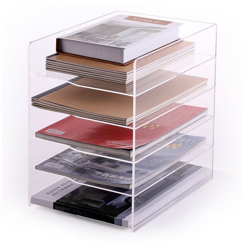 三锐亚克力文件架大容量六层文件收纳架办公室桌面资料架办公档案收纳盒办公用品文件夹神器架子文件置物架