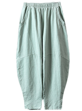 灯笼裤国风复古苎麻禅修打坐