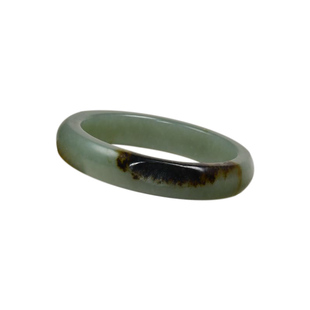 紫润轩新疆和田玉青玉黑皮籽料手镯沙枣青玉镯56 7MM哑光女神款