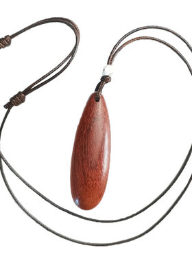 项链吊坠忠之璐红檀木毛衣链女