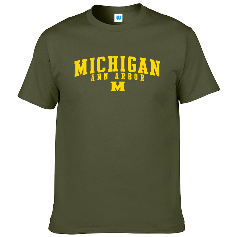 美国密歇根大学留学机构留学生纪念密大短袖T恤安娜堡校园文化衫