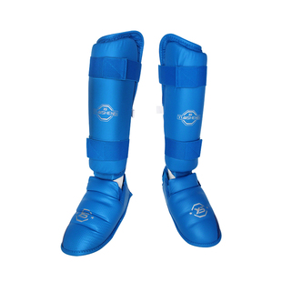 银盛空手道护具 连脚背护腿护脚 格斗护腿极真空手道护具