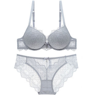 欧美新款性感文胸套装聚拢上薄下厚蕾丝收副乳调整型内衣女士胸罩