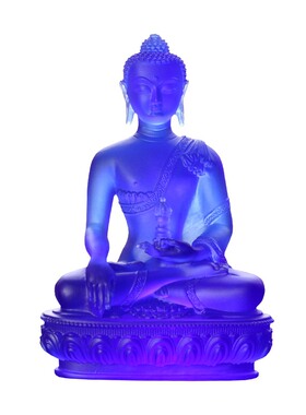 古法琉璃不动尊发光灯座佛具用品