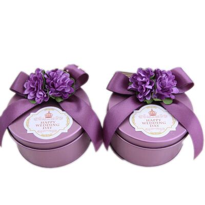 圆形马口铁婚庆喜糖盒子