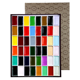 日本吉祥颜彩进口固体水彩专业颜料中国画颜料套装管状绘画初学者手绘8色珠光便携上制樱花12/24/35/48/60色