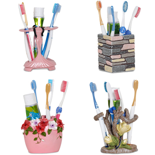 创意用品放牙具盒刷牙洗脸装牙刷牙膏的盒子架可爱卫生间架子陶瓷