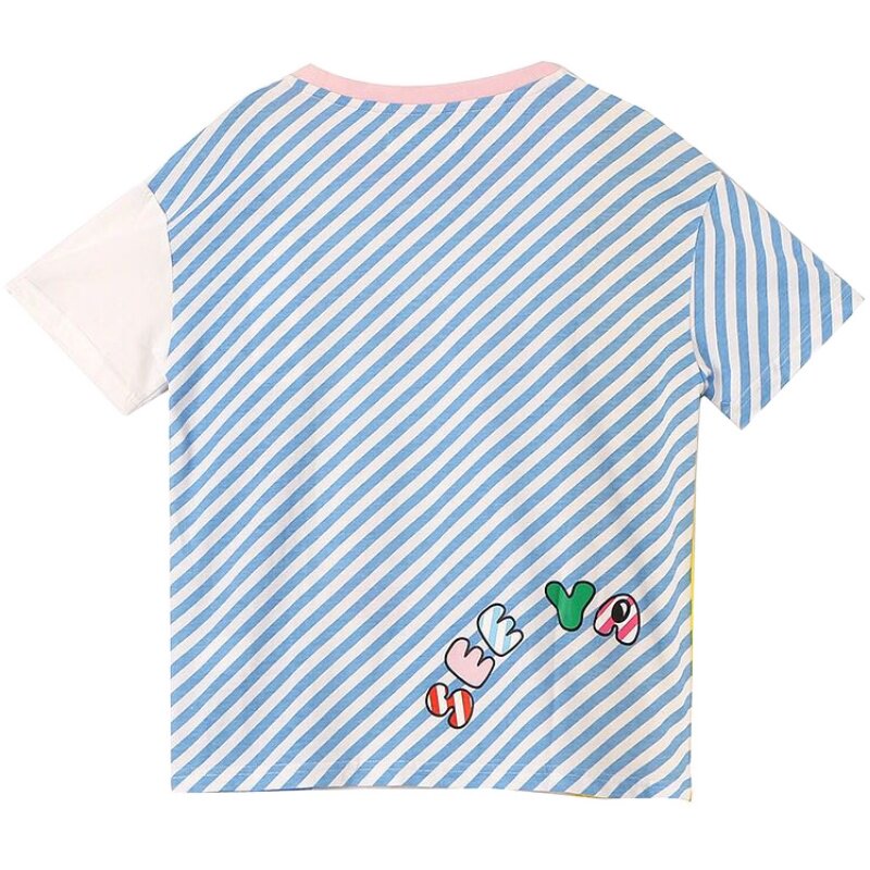 ◆Etam/艾格 ES专柜正品折扣店◆可爱拼接条纹汽车全棉T恤