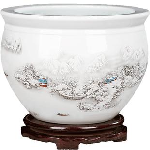 景德镇陶瓷器小鱼缸睡莲盆碗莲乌龟缸水族笔洗养鱼盆缸工艺品摆件