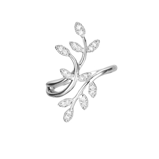 加拿大橄榄枝戒指少女款18K黄金纯银925指环食指百搭个性钻石欧美