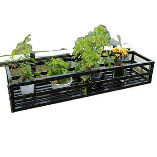 不锈钢黑色烤漆室外阳台护栏花架挂式悬挂栏杆挂钩花架墙壁置物垫