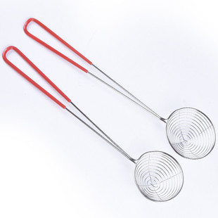 奶茶店优质珍珠漏勺过滤网筛小号不锈钢火锅红柄厨房工具加深捞厘