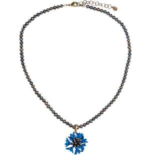 矢车菊珍珠项链女小众设计复古吊坠项坠锁骨链高级感欧美百搭气质