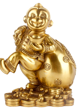 纯铜猴子客厅摆件办公桌装饰品