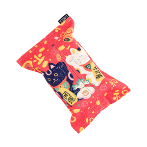 卡通招财猫纸巾盒文艺节日布艺棉麻纸巾袋车用抽纸袋大号纸巾套