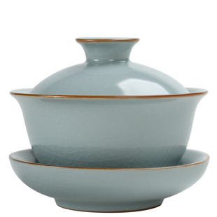 汝窑盖碗茶海茶漏加公道杯功夫茶具配件单个汝瓷茶碗陶瓷泡茶器